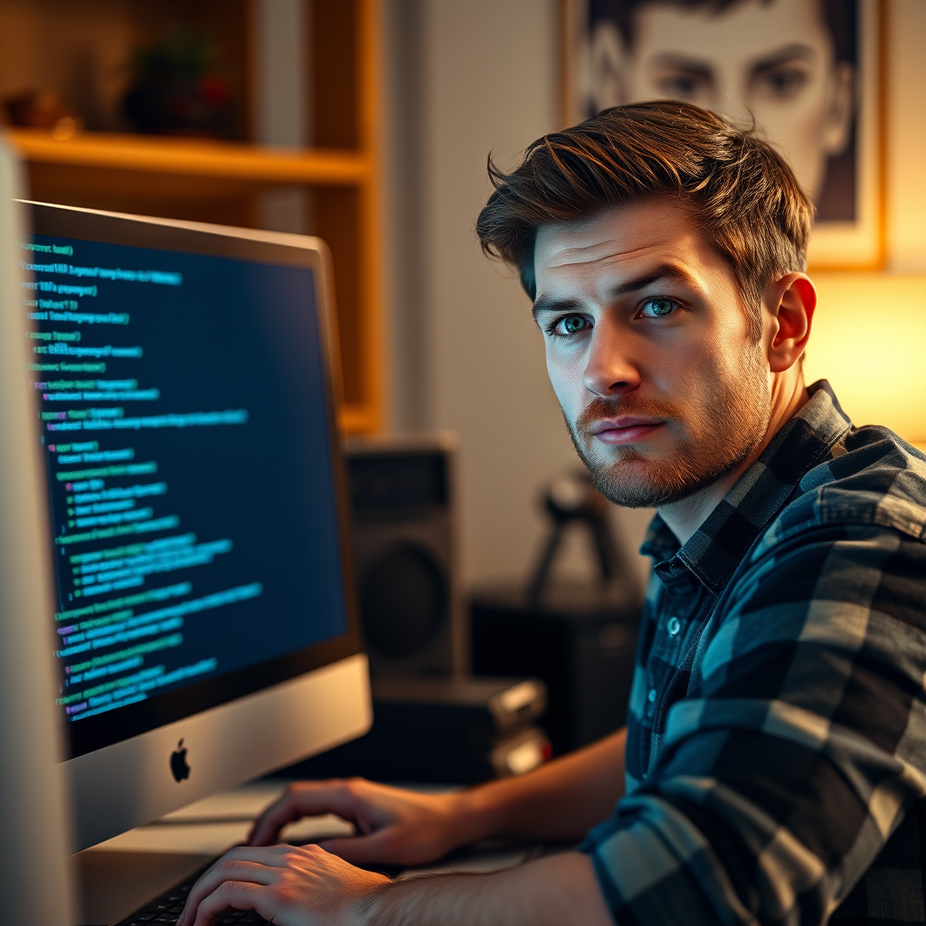 man at computer